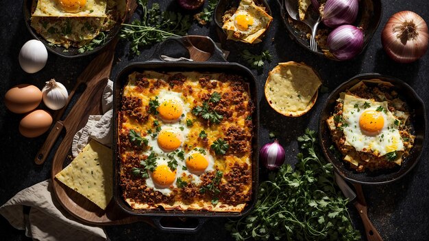 Delici lasagne su uno sfondo vecchio.