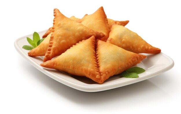 Delici samosa marroni dorati pieni di miscele salate