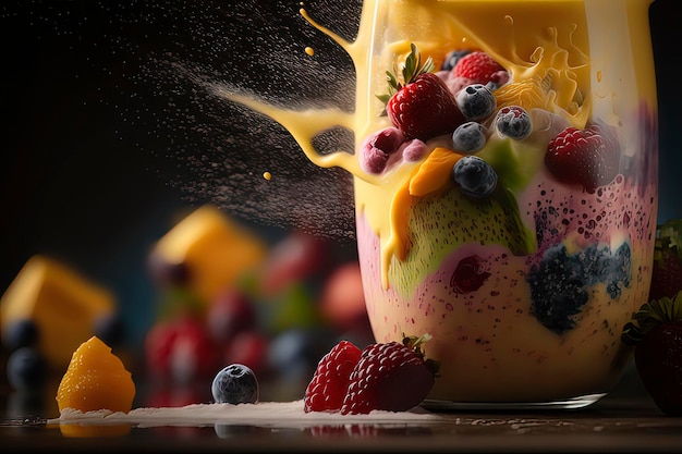 Delicious Fruit Milk Shake Immagine generata dalla tecnologia AI