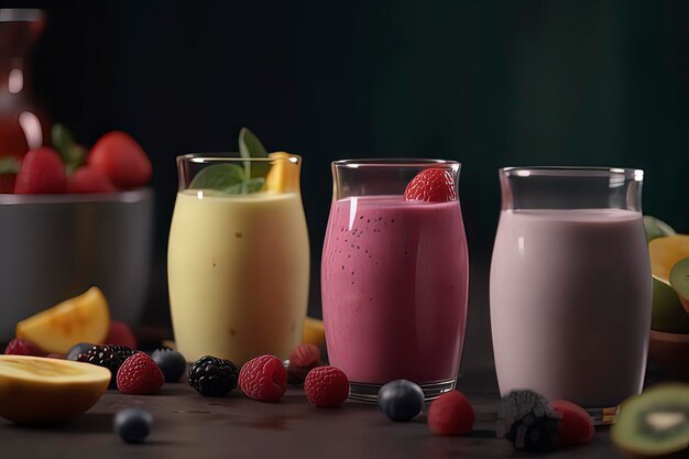 Delicious Fruit Milk Shake Immagine generata dalla tecnologia AI