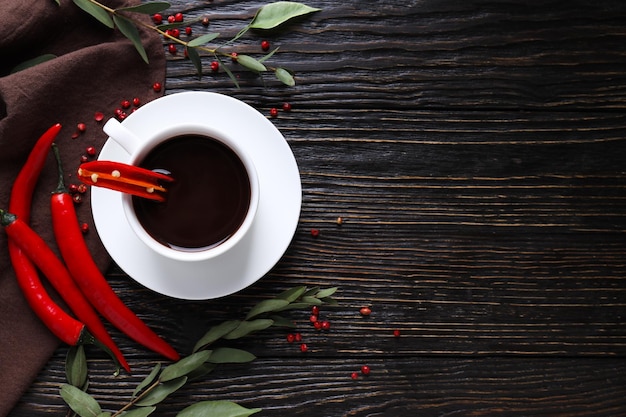 Delicious gourmet drink hot chocolate with pepper