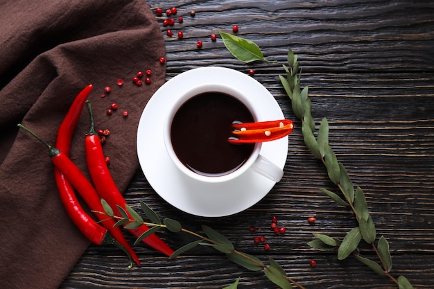 Delicious gourmet drink hot chocolate with pepper