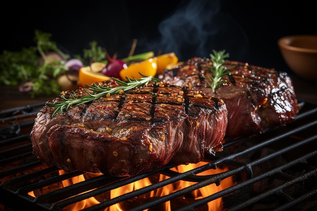 Delicious_Rib_eye_Steak_on_grill_isolated_white_backgr