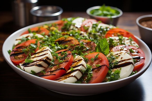 Delizia di insalata caprese fresca e saporita AI generativa