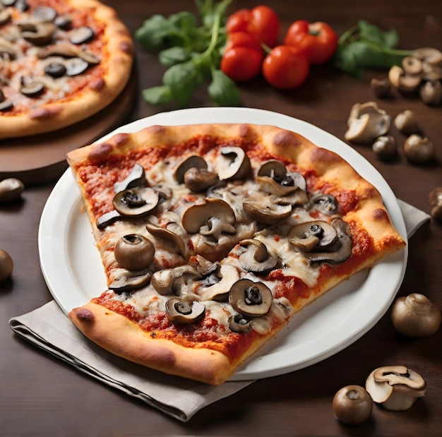 Delizia di pizza con peperoni e funghi