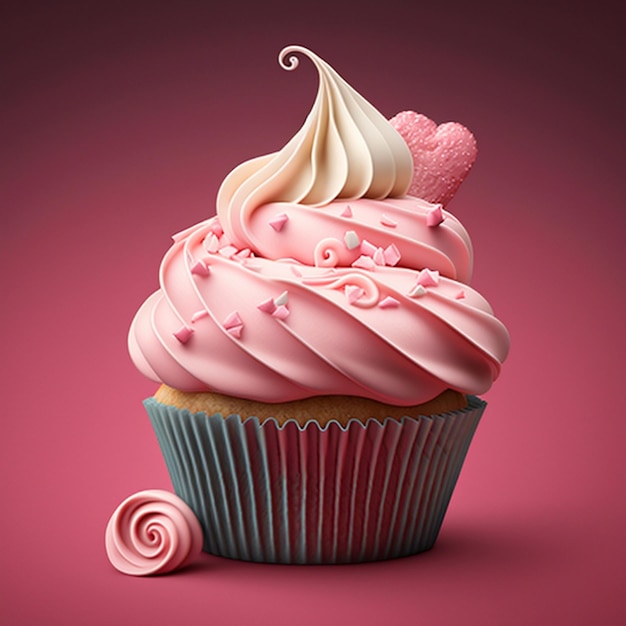 Delizia di San Valentino Un cupcake rosa IA generativa