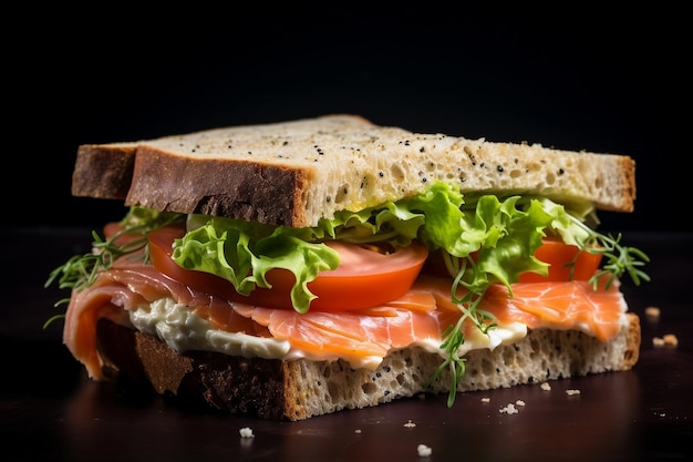 Delizia di sandwich al salmone IA generativa