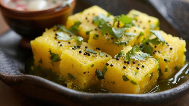 Delizia nella luce e nella bontà spugnosa di Khaman Dhokla, una vera gemma culinaria