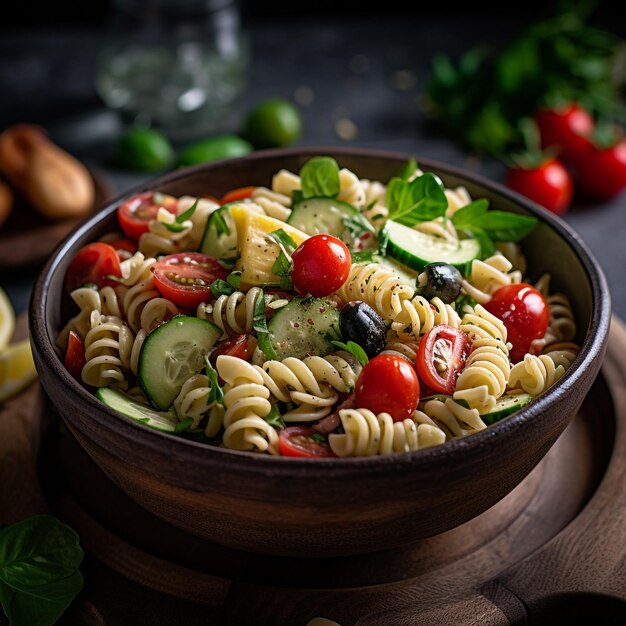 Delizia rinfrescante Insalata di pasta fredda fatta in casa