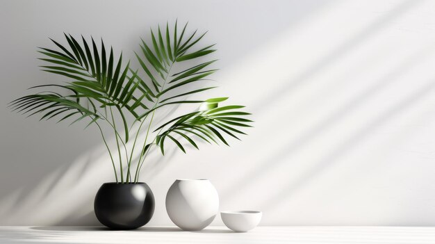 Delizia rinfrescante una composizione minimalista di foglie di palma tropicali generate dall'intelligenza artificiale