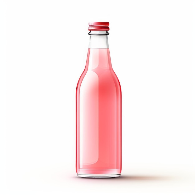 Delizia rosa che ispira il sapore tradizionale in una bottiglia di soda di vetro con etichetta bianca