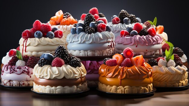 Delizie decadenti Torte cremose al cioccolato e fantasia di frutta