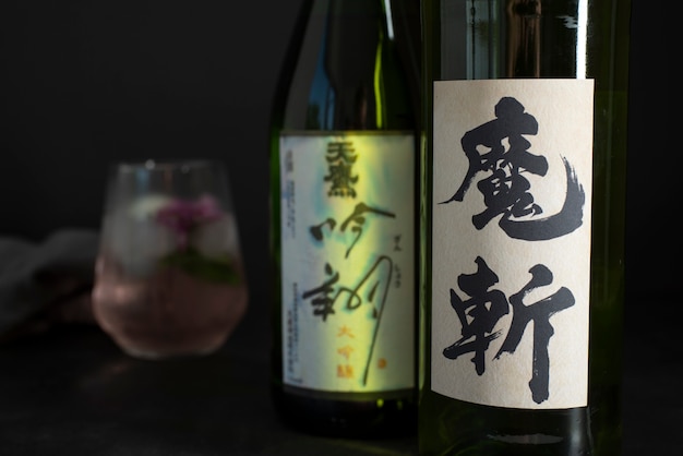 Deliziosa bevanda a base di sake in bottiglia