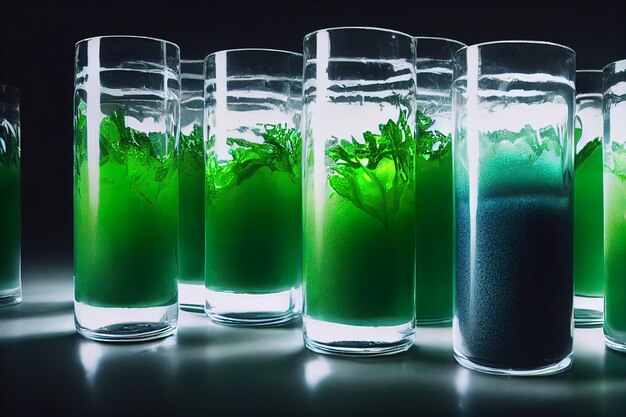 Deliziosa bevanda spirulina 3d illustrata