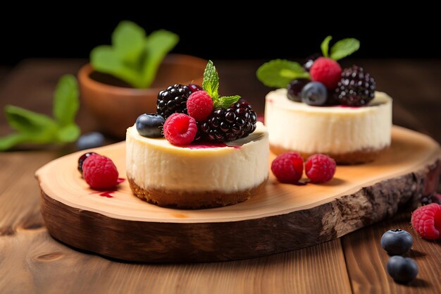 Deliziosa cheesecake con frutti di bosco freschi