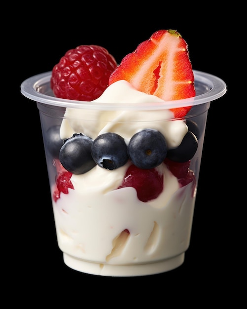 Deliziosa ciotola di yogurt con fragole e bacche fresche generata dall'AI