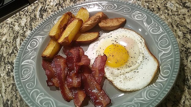 Deliziosa colazione di tacchino e pancetta.