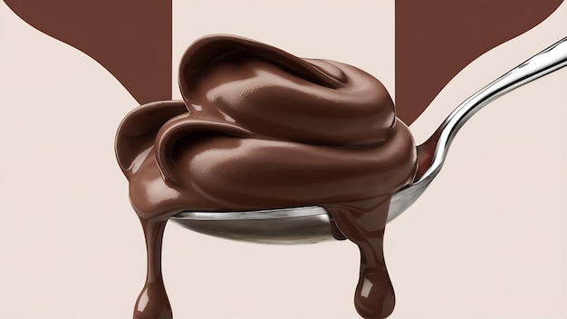 Deliziosa crema di cioccolato su un cucchiaio