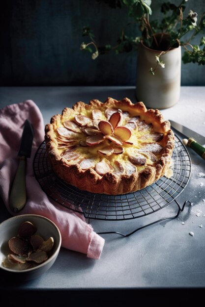 Deliziosa impostazione di cibo paffuto cheesecake decorato con fette di limone ai generative