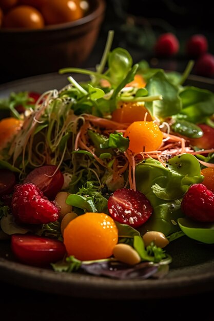 Deliziosa insalata da vicino IA generativa