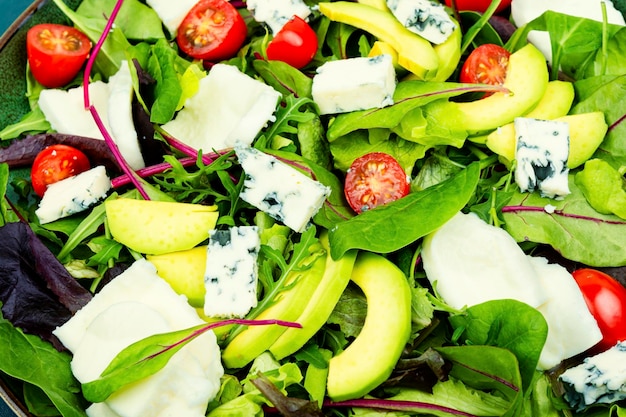 Deliziosa insalata di verdure con verdure e mozzarella