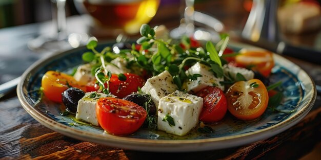 Deliziosa insalata greca con verdure fresche e feta nelle insalate di Minsk