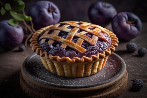 Deliziosa mini torta di prugne fatta in casa con un bel ripieno viola