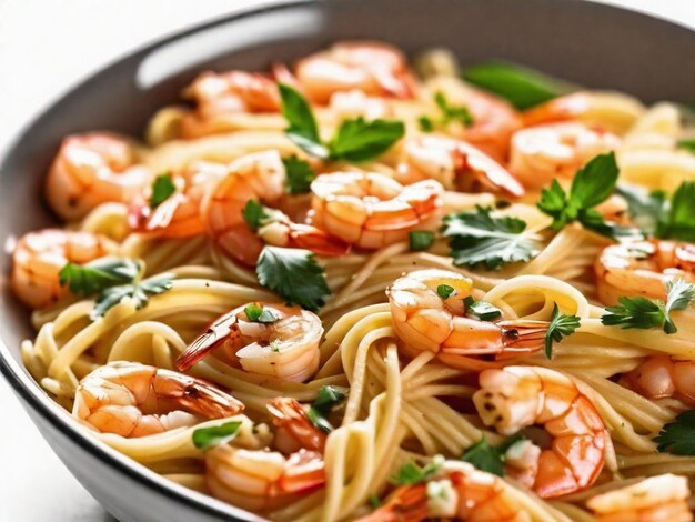 Deliziosa pasta di gamberetti al burro e aglio