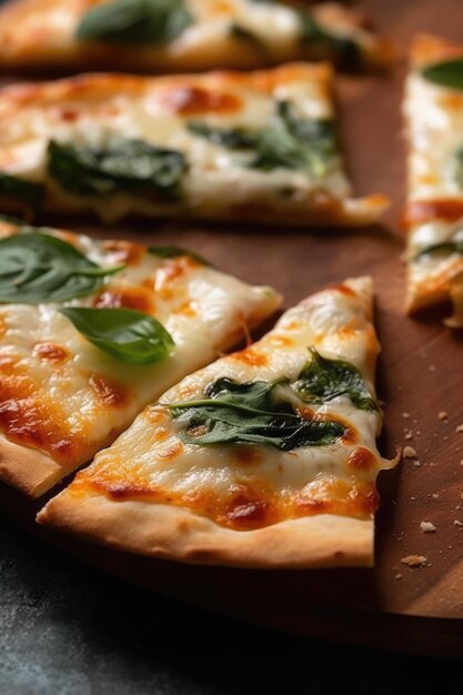 Deliziosa pizza con basilico AI Generated