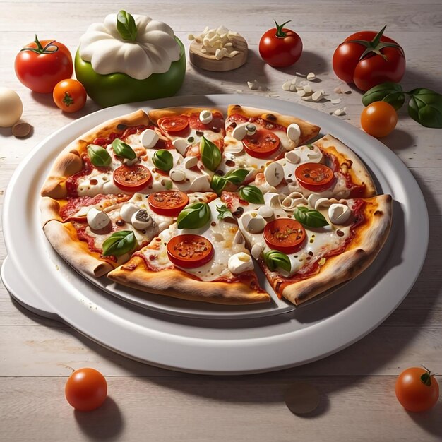 Deliziosa pizza con verdure mozzarella e olive