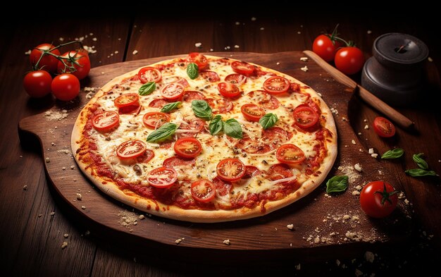 Deliziosa pizza fusion con un medley di formaggio e pomodori