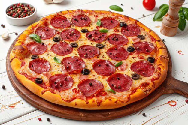 Deliziosa pizza italiana al pepperoni con salame e formaggio