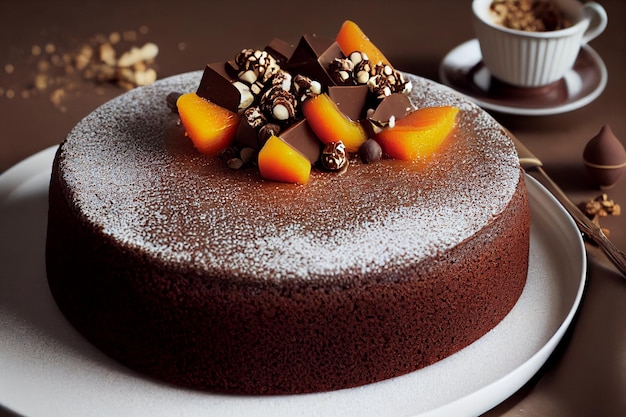 Deliziosa torta alla frutta con cioccolato