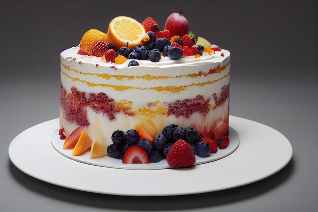 Deliziosa torta alla frutta con crema e agrumi