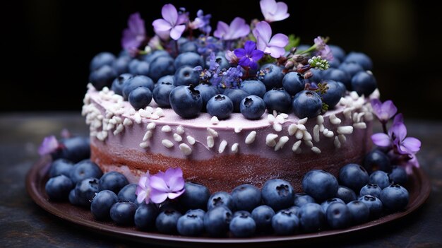 deliziosa torta di cioccolato con mirtillo e mirtillo torta estiva con mirtilli e lamponi