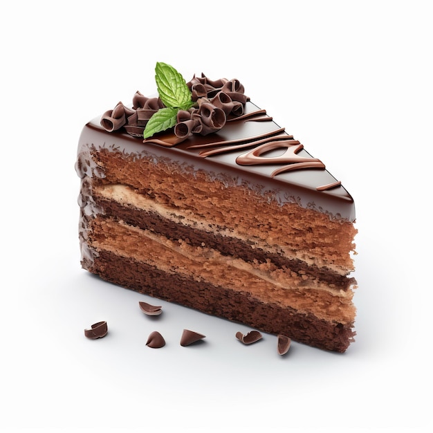 Deliziosa torta di cioccolato su sfondo bianco