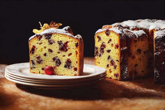 Deliziosa torta di frutta dorata con pezzi di frutta e bacche