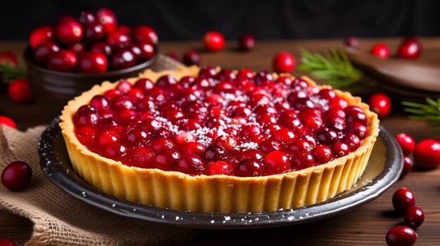 Deliziosa torta di mirtilli con gelatina e mirtilli freschi per il Ringraziamento o Natale AI generativa