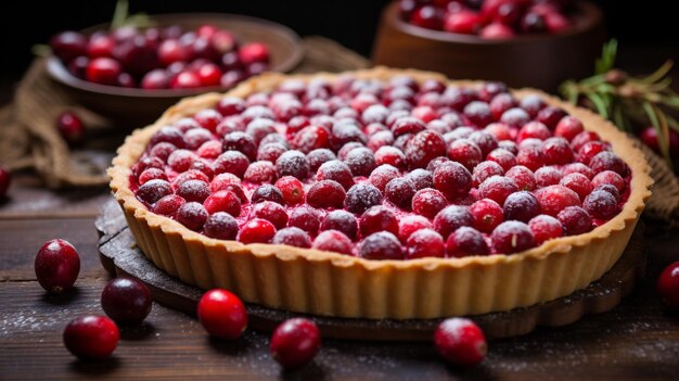 Deliziosa torta di mirtilli con gelatina e mirtilli freschi per il Ringraziamento o Natale AI generativa