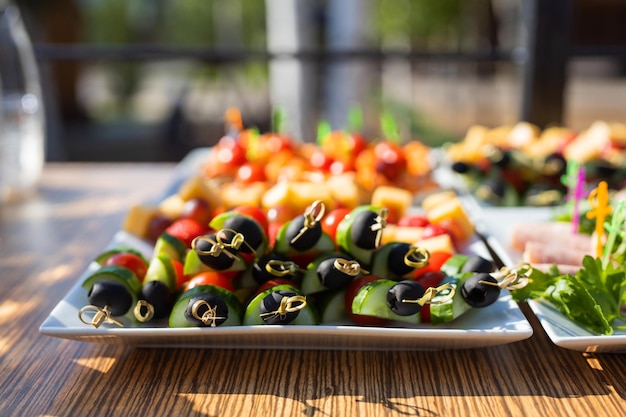 deliziosa varietà di snack al banchetto dell'evento