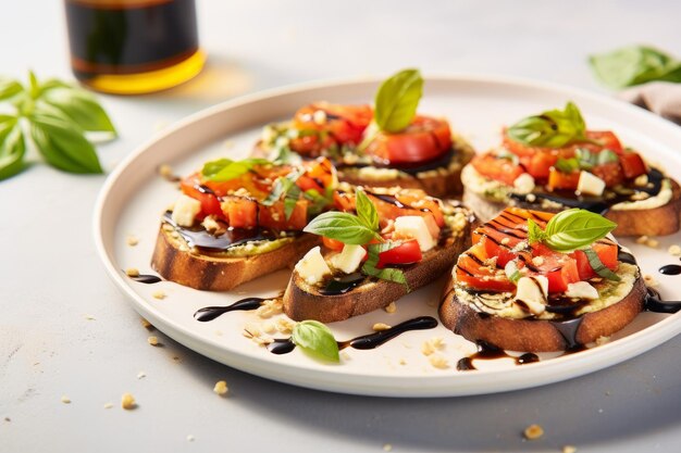 Deliziose bruschette con aceto balsamico Un gustoso spuntino da cucinare a casa Generate Ai