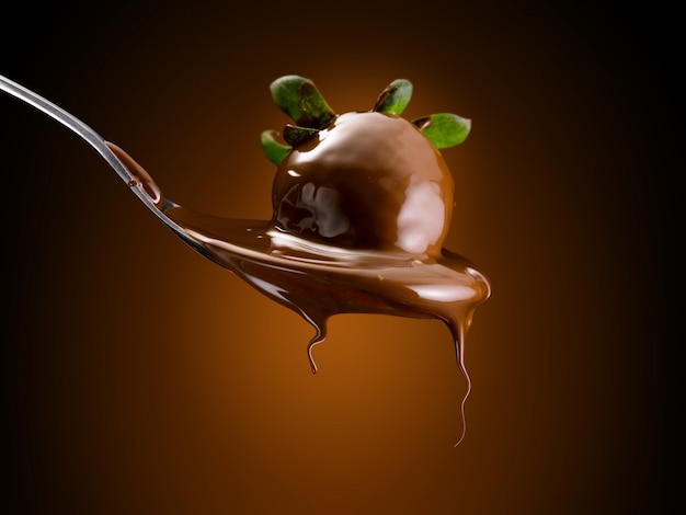 deliziose fragole immerse in una crema al cioccolato