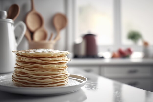 Deliziose frittelle francesi su un tavolo bianco in una cucina moderna