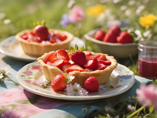 Deliziose tartelle con fragole fresche e margherite