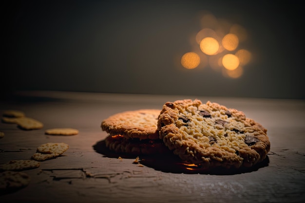 Deliziosi biscotti marroni sul tavolo Illustrazione AI Generative