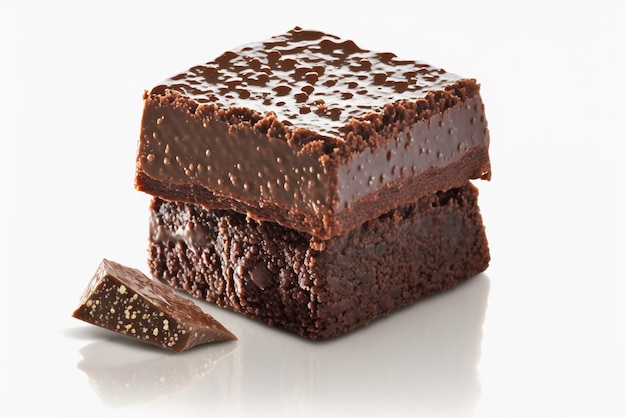 Deliziosi brownies isolati su uno sfondo bianco puro