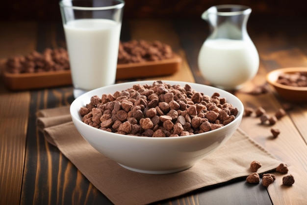 Deliziosi cereali al cioccolato e latte, una combinazione perfetta per la colazione