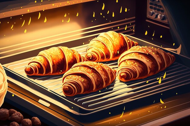 Deliziosi croissant cotti al forno