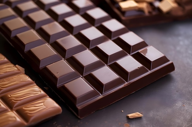 Deliziosi cubetti di cioccolato pasquale a metà tavoletta di cioccolato fondente