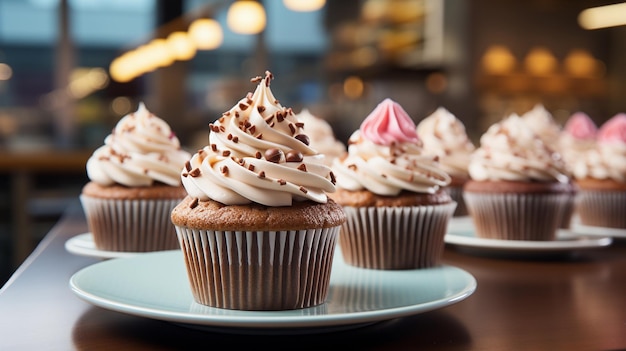 Deliziosi cupcakes colorati in mostra